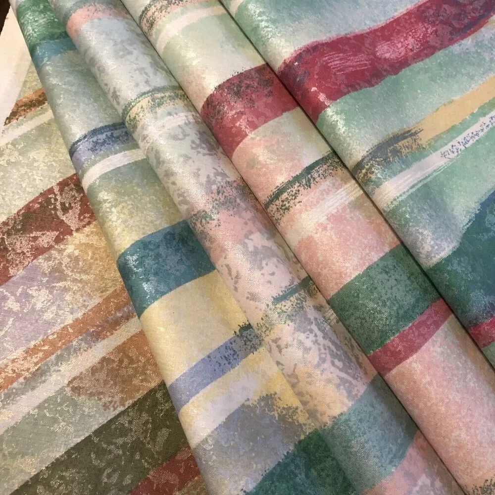 Vintage TexUnion Fabric Samples, Striped Key West Pattern Cotton with Teflon 26
